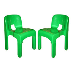 Joe Colombo Pair of Green “4867” Chairs For Kartell