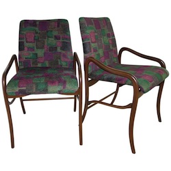 Enrico Ciuti Set of Six  Dark Wood Chairs With Print Fabric Seats(SOLD)